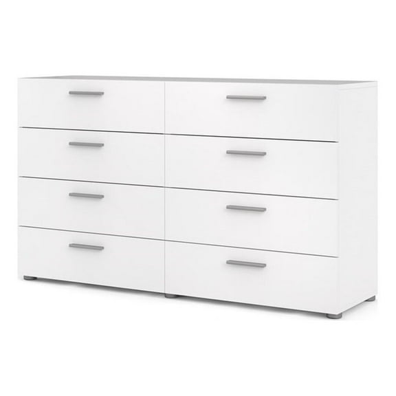 Atlin Designs Modern 8 Drawer Double Dresser with Bar Handles in White