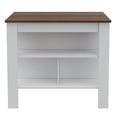thumbnail image 1 of Atlin Designs Engineered Wood White/Walnut Kitchen Island Rectangular Easy to Assemble, 1 of 13