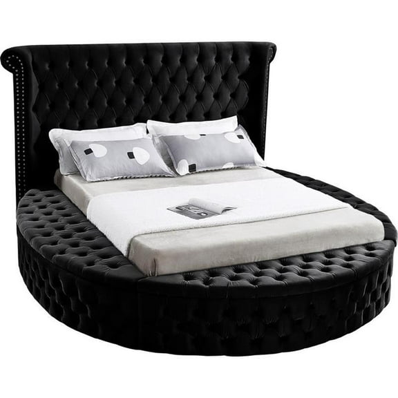 Atlin Designs Modern King Size Bed in Black Velvet
