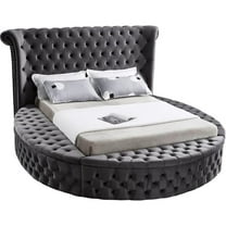 Atlin Designs Modern King Size Bed in Gray Velvet