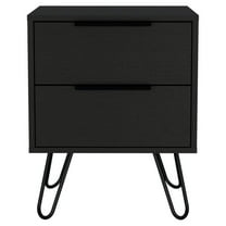 Atlin Designs Modern Metal Bedroom Nightstand with 2-Drawer in Black