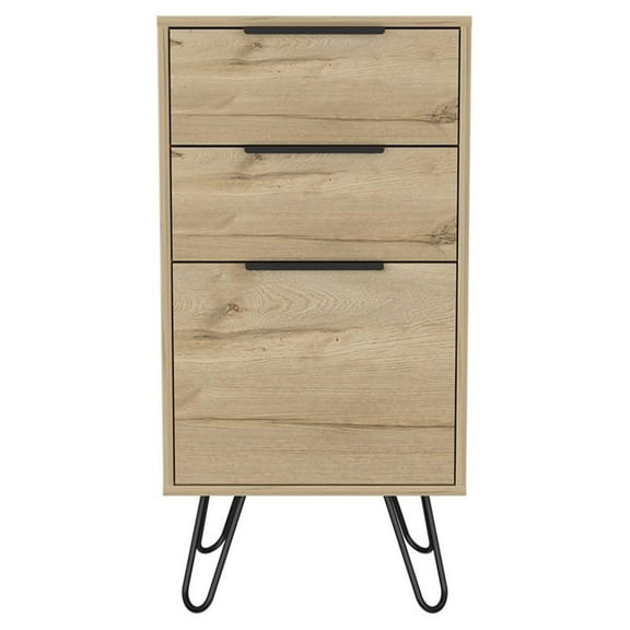 Atlin Designs Modern Metal Dresser with 3-Drawer & 4-Leg in Light Oak