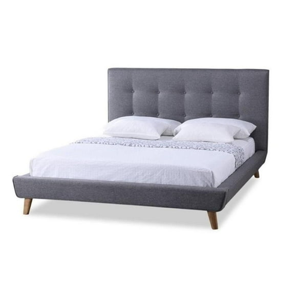 Atlin Designs Modern Polyester Fabric Upholstered Queen Platform Bed in Gray