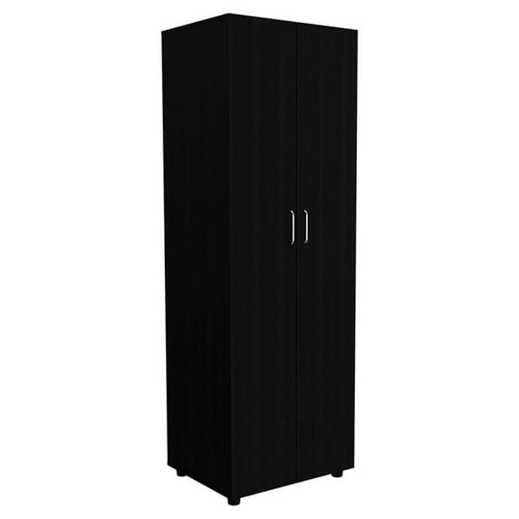 Atlin Designs Modern Wood Armoire with One Cabinet & 2 Shelves in Black