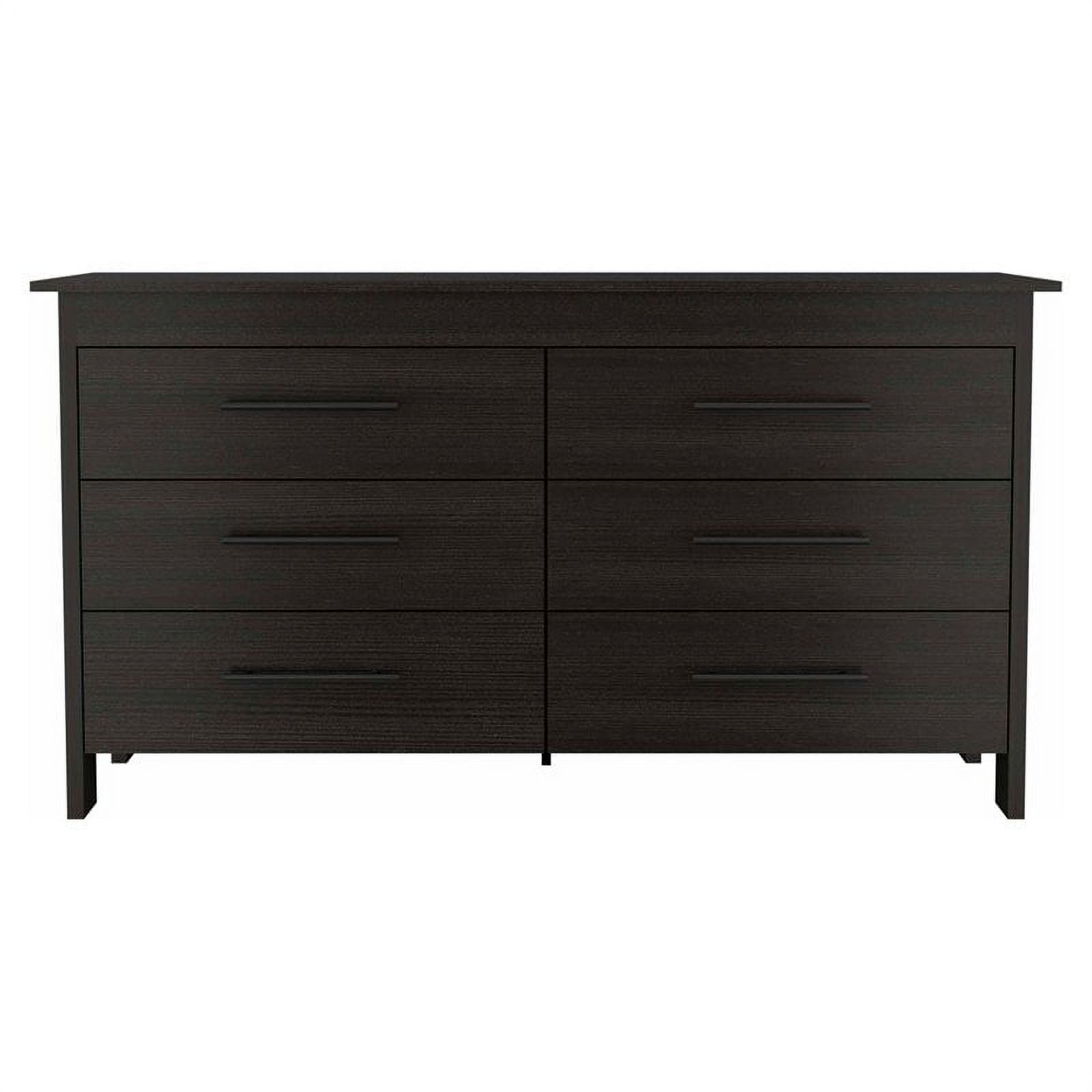 Atlin Designs Modern Wood Bedroom Double Dresser with 6Drawer in Black
