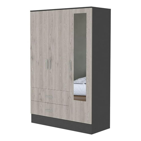 Atlin Designs Modern Wood Mirrored Armoire in Black Wenge/Light Oak