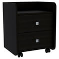 thumbnail image 1 of Atlin Designs Modern Wood Night Stand with 2-Drawer & 4-Caster Black Wenge, 1 of 10