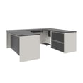 thumbnail image 1 of Atlin Designs Modern Wood U-Shape Home Office Set with Pedestal in Slate Gray, 1 of 8