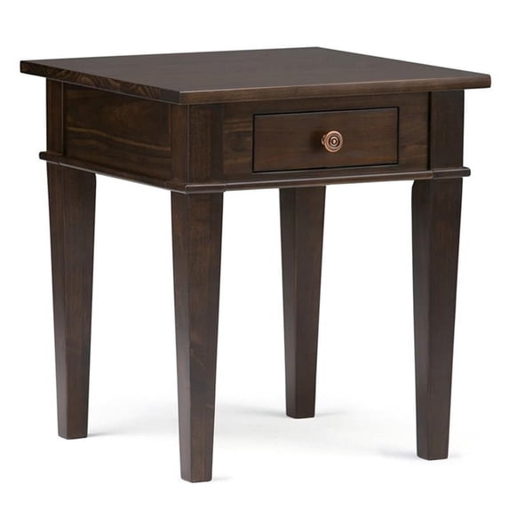 Atlin Designs Square Contemporary Wood End Table in Dark Tobacco Brown