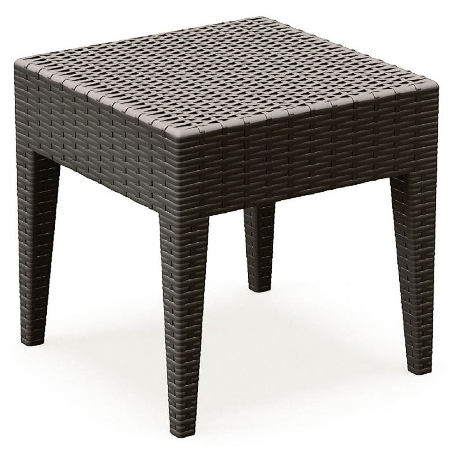 Atlin Designs Square Resin Patio Side Table in Brown