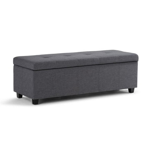 Atlin Designs 48"W Linen Upholstered Storage Bench in Slate Gray