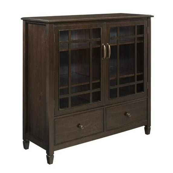 Atlin Designs Solid Pine Dark Chestnut Brown Storage Cabinet Rectangular Adjustable Shelves 46"H Unassembled