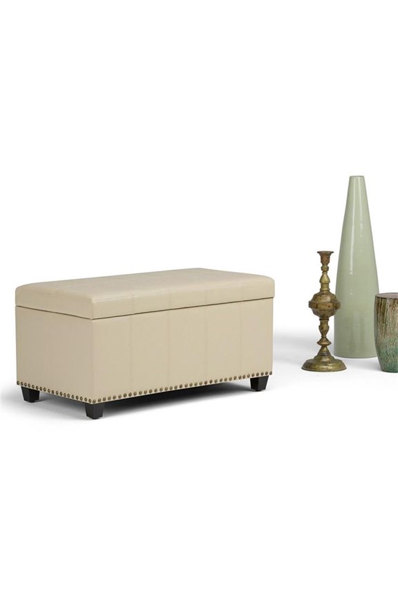 Storage Ottoman in Satin Cream