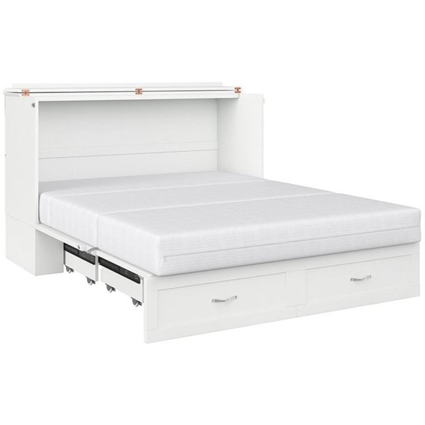 Atlin Designs Traditional Solid Wood Queen Murphy Bed Chest in White