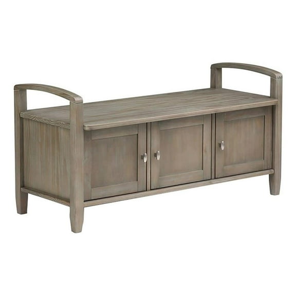 Atlin Designs Transitional Wood Entryway Storage Bench in Distressed Gray