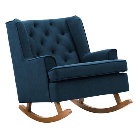 Atlin Designs Tufted Fabric Rocking Chair in Navy Blue