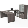 thumbnail image 1 of Atlin Designs U Shape Computer Desk with Hutch in Bark Gray, 1 of 3