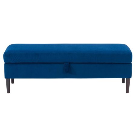 Atlin Designs Velvet Fabric Storage Ottoman in Blue