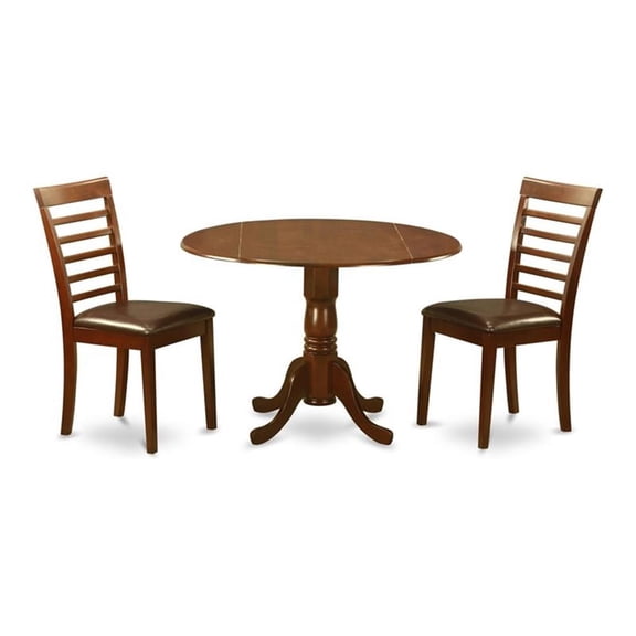 Atlin Designs Wood Dining Set with Leather Seat in Mahogany