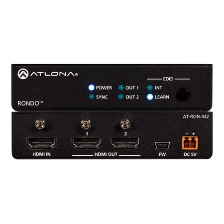 Atlona - Rondo 4K HDR Two-Output HDMI Distribution Amplifier - Black