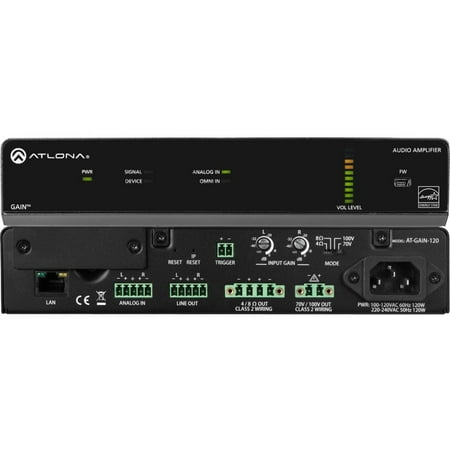 Atlona - Gain 120W 2.0-Ch. Stereo/Mono Power Amplifier - Black