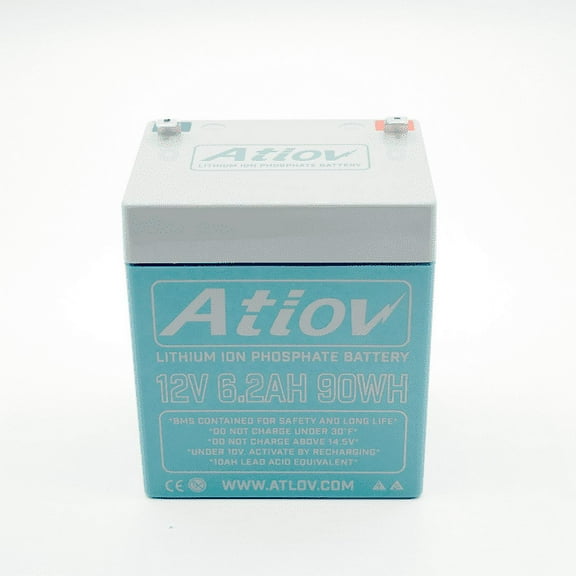 Atlov Lithium 12V 6.2Ah 90Wh, 2000+ Cycle Rechargeable LiFePo4 Battery - Low Self-Discharge, Light Weight, for Boat, Powersports, Solar Use, Security Systems, Camping, Marine, SLA Replacement