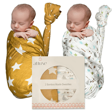 Atluxe Premium Baby Swaddle- Viscose - Cotton Blend Fabric, 2 Pack (Tan)