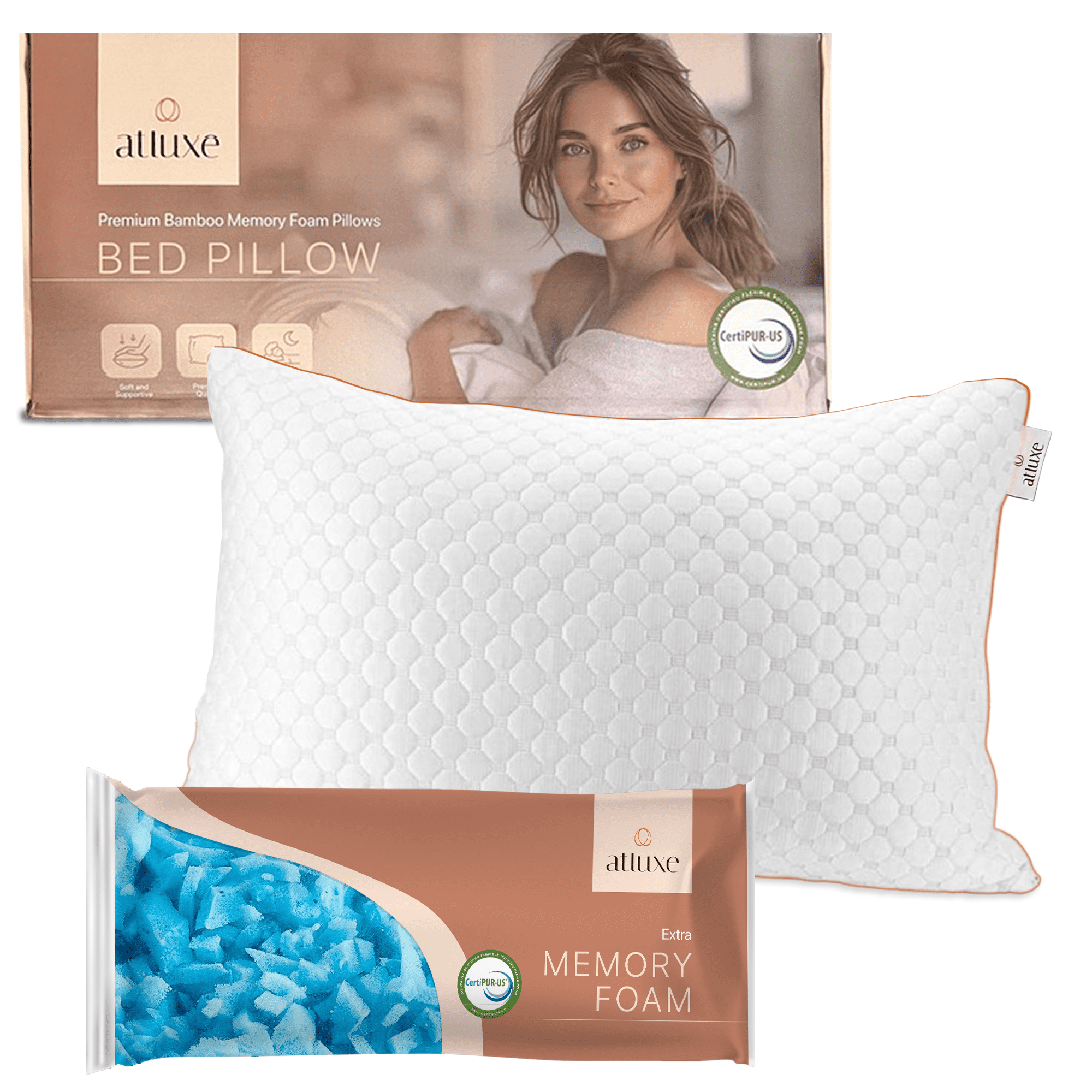 Atluxe Premium Shredded Memory Foam Pillow King Size Walmart