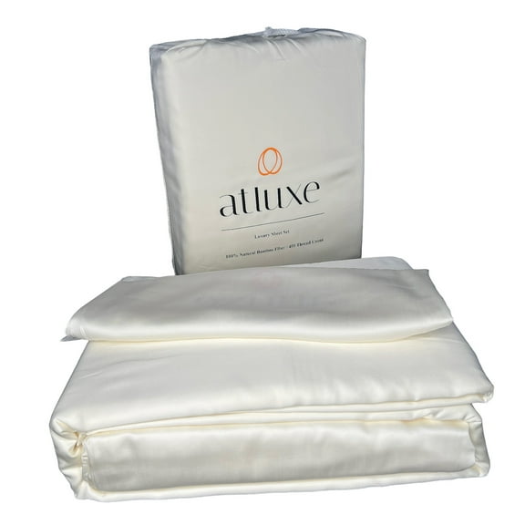 Atluxe Premium Viscose Bamboo Sheets - 4 Piece Luxury Cooling Bed Set - Ivory, California Size