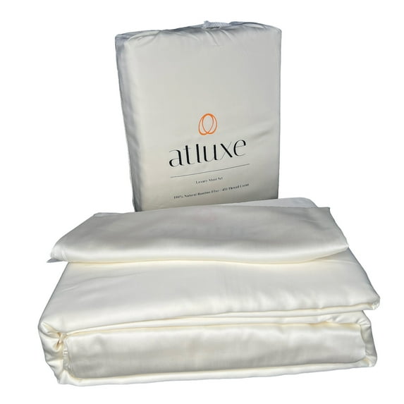 Atluxe Premium Viscose Bamboo Sheets - 4 Piece Luxury Cooling Bed Set - Ivory, King Size