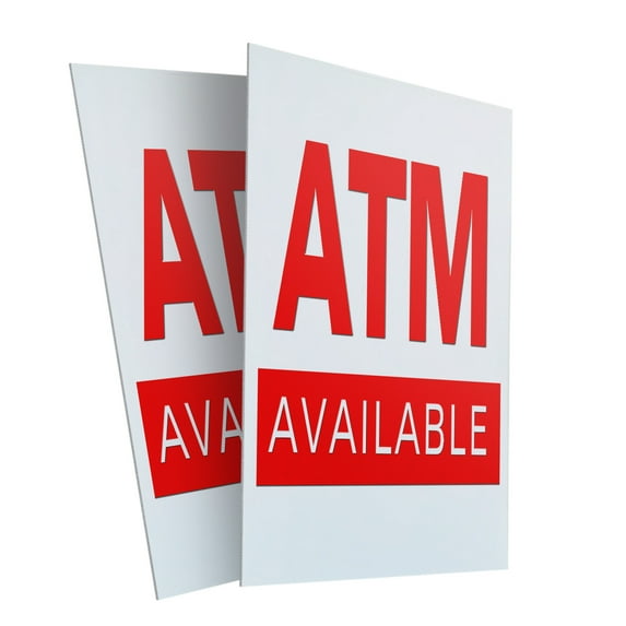 Atm (2-PACK) 24" x 36" Plastic Signs | Sign Insert 4mm Corrugated Plastic Signs Storefront Window Poster
