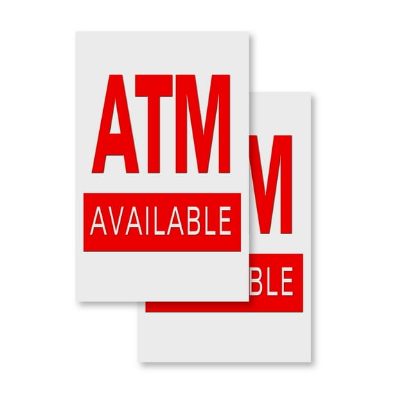 Atm (2-PACK) 24" x 36" Vinyl Decals | Sign Insert Peel & Stick Decals Stickers Window Signs