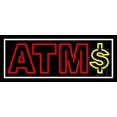 thumbnail image 1 of Atm With Dollar Symbol 1 LED Neon Sign 10 x 24 - inches, Black Square Cut Acrylic Backing, with Dimmer - Bright and Premium built indoor LED Neon Sign for Defence Force., 1 of 6