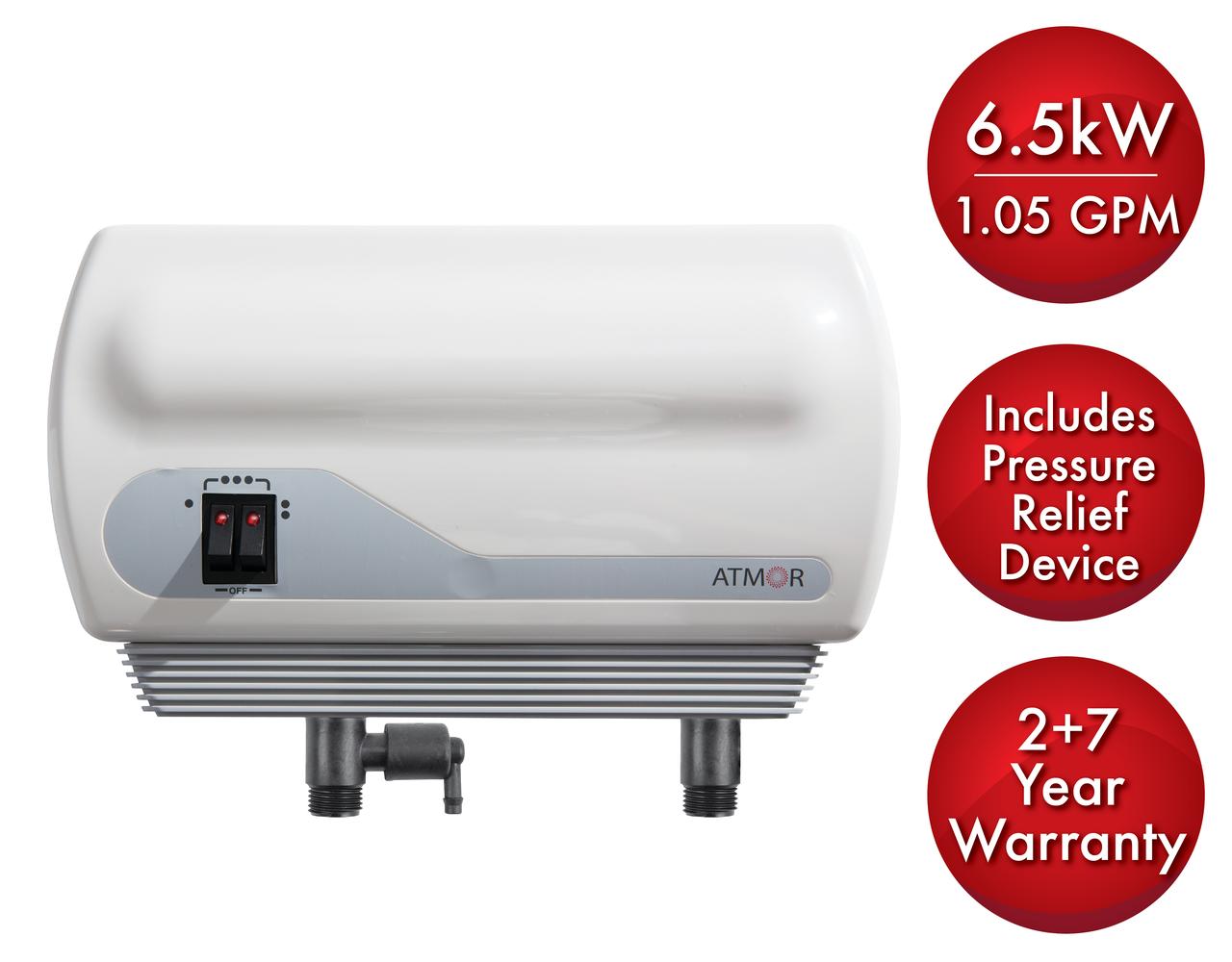 Atmor 6.5kW/240-Volt 1.05 GPM Electric Tankless Water Heater with Pressure  Relief Device, On demand Water Heater - Walmart.com