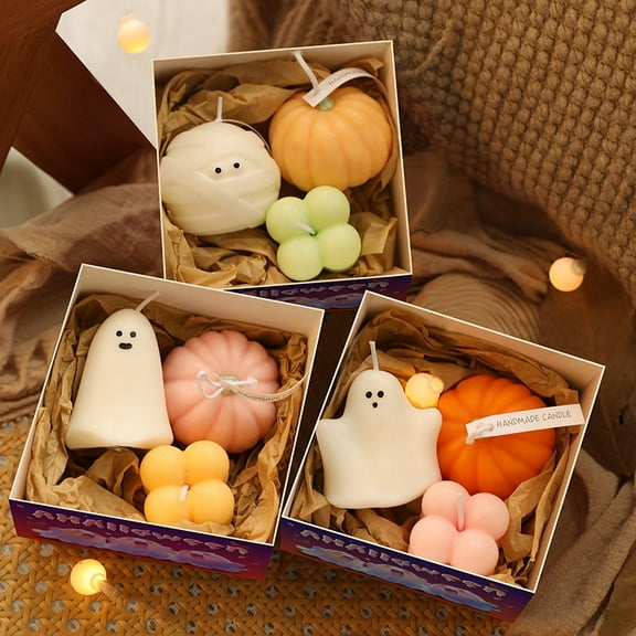 Atmosphere Aromatherapy Handmade Soy Wax Halloween Ghost Candle Set in Home Decoration Holiday Gift Accompaniment