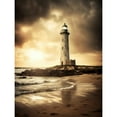 thumbnail image 1 of Atmospheric Lighthouse Photo Beach Sepia Photograph Atmospheric Sunset Seascape Large Wall Art Poster Print Thick Paper 18X24 Inch, 1 of 3