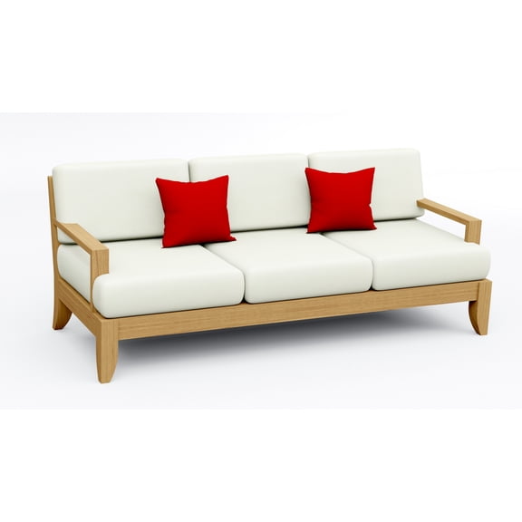 Atnas Teak Wood 1 Pc Sofa Set: Sofa With Cushions in Outdoor Sunbrella Fabric #5404 Canvas Natural