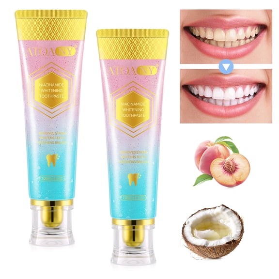 Atoany 2-Pack Niacinamide Whitening Toothpaste, Tain Removal & Enamel Safe, Fresh Breath Toothpastes, Remove Tooth Stains, Enamel Safe
