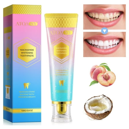 Atoany Niacinamide Whitening Toothpaste, Fresh Breath Toothpastes, Remove Tooth Stains, Enamel Safe, 3.8oz
