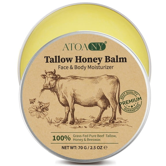 Atoany Tallow Honey Balm, Face & Body Moisturizer, Deep Hydration, 2.5oz