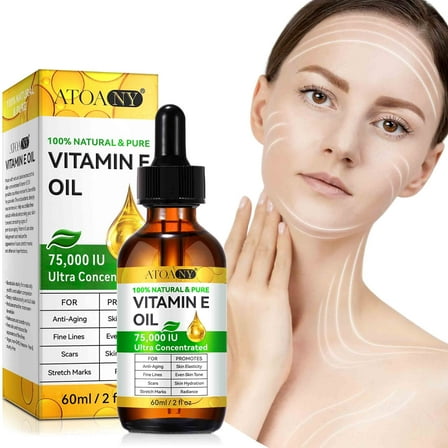 Atoany Vitamin E Oil Pure Natural, for Anti Aging Even Skin Tone, Deeply Moisturizes for Skin, 2fl.oz