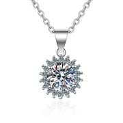 ATOBO Atobao 1 Ct Moissanite D Color Pendant Necklaces White Gold Plated, 925 Sterling Silver Necklaces