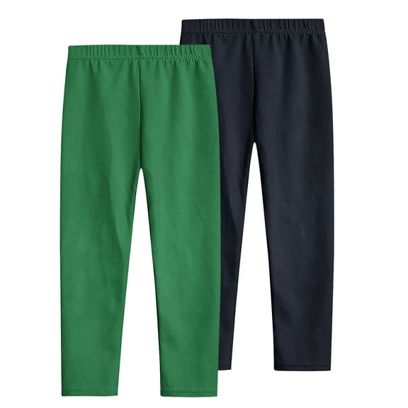 Atogsazn 2 Pack Leggings for Girl Kids Casual Stretchy Athletic Slim Leg Pant Soft Yoga Gym Clothes 02-Green 5-6 Years
