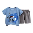 thumbnail image 1 of Atogsazn 2Pcs Toddler Baby Boy Short Pants Set Casual Short Sleeve Round Neck Printed Tee Tops Short Pants Outfit Sets Blue B 4-5 Years on Clearance, 1 of 3