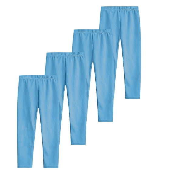 Atogsazn 4 Pack Leggings for Girl Kids Casual Stretchy Athletic Slim Leg Pant Soft Yoga Gym Clothes 01-Blue 11-12 Years