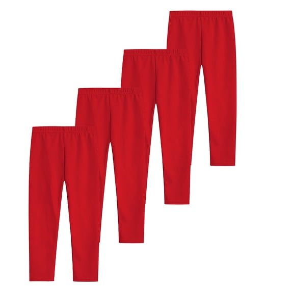 Atogsazn 4 Pack Leggings for Girl Kids Casual Stretchy Athletic Slim Leg Pant Soft Yoga Gym Clothes 01-Red 5-6 Years