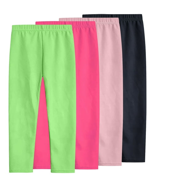 Atogsazn 4 Pack Leggings for Girl Kids Casual Stretchy Athletic Slim Leg Pant Soft Yoga Gym Clothes 03-Mint Green 5-6 Years