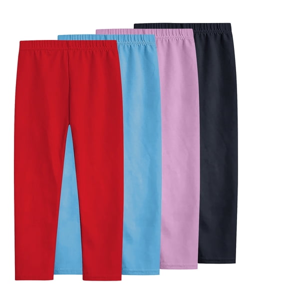 Atogsazn 4 Pack Leggings for Girl Kids Casual Stretchy Athletic Slim Leg Pant Soft Yoga Gym Clothes 04-Red 9-10 Years