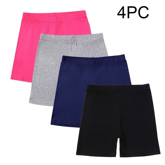 Atogsazn 4Pcs Summer Short Leggings for Girls Children Stretchy Yoga Biker Legging Shorts Gym Clothes 04-Multicolor 9-10 Years