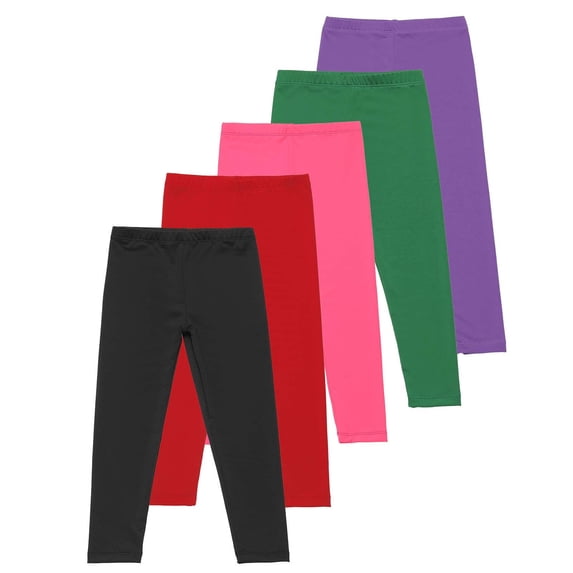 Atogsazn 5 Pack Girls Leggings Kids Casual Yoga Stretchy Slim Leg Pant Full Length Gym Clothes Fashion Green 11-12 Years